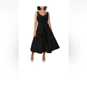 NICOLE MILLER Collection Black Sleeveless Bow Flare Long Gown Dress Size 0